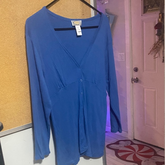 Talbots Royal Blue V-Neck Blouse - Picture 2 of 3